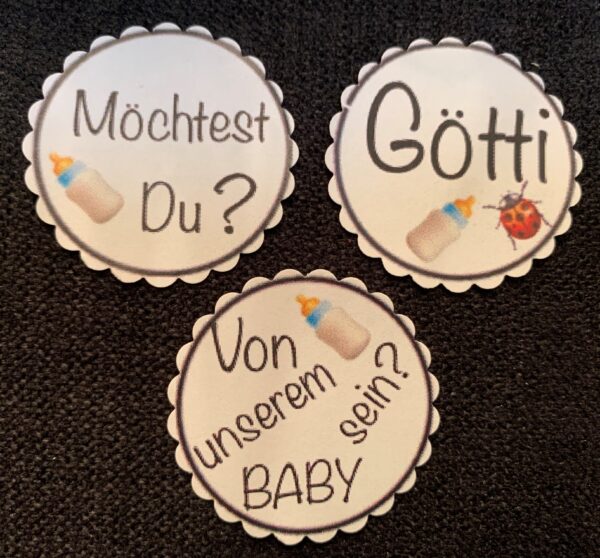 3-er Set Teelicht-Botschaften "Möchtest Du Götti von unserem Baby werden"