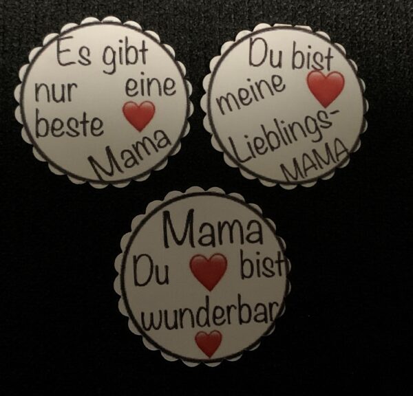 3-er Set Teelicht-Botschaften "Mama Muttertag / Valentinstag"