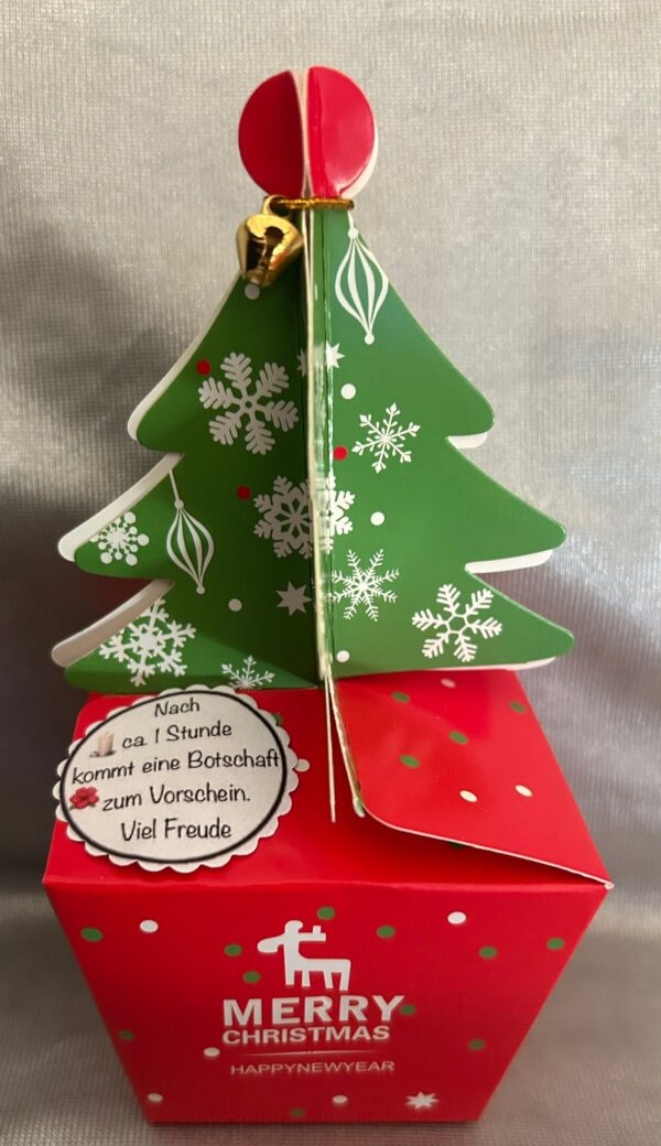 DEKO  3 Zauber-Kerzli Teelicht-Botschaft  Weihnachts-Box "Frohe Weihnachten/Weihnachtsbaum/Happy New Year" – Bild 4