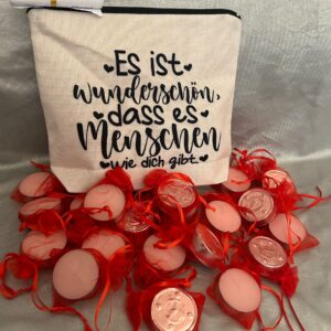 Seelenwärmer 20 Teelicht - Botschaften in Es ist wunderschön dass es Menschen wie dich gibt-Necessaire rot