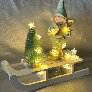 Deko Schlitten Engel grün mit Stern und Weihnachtsbaum (9)