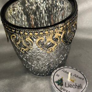 DEKO 1 Teelicht-Botschaft "Advent Advent äs Liechtli brennt"