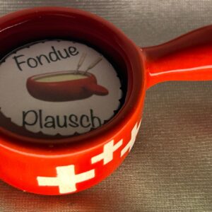 DEKO Einladung 1 Teelicht-Botschaft "Fondue Plausch" rot/weiss